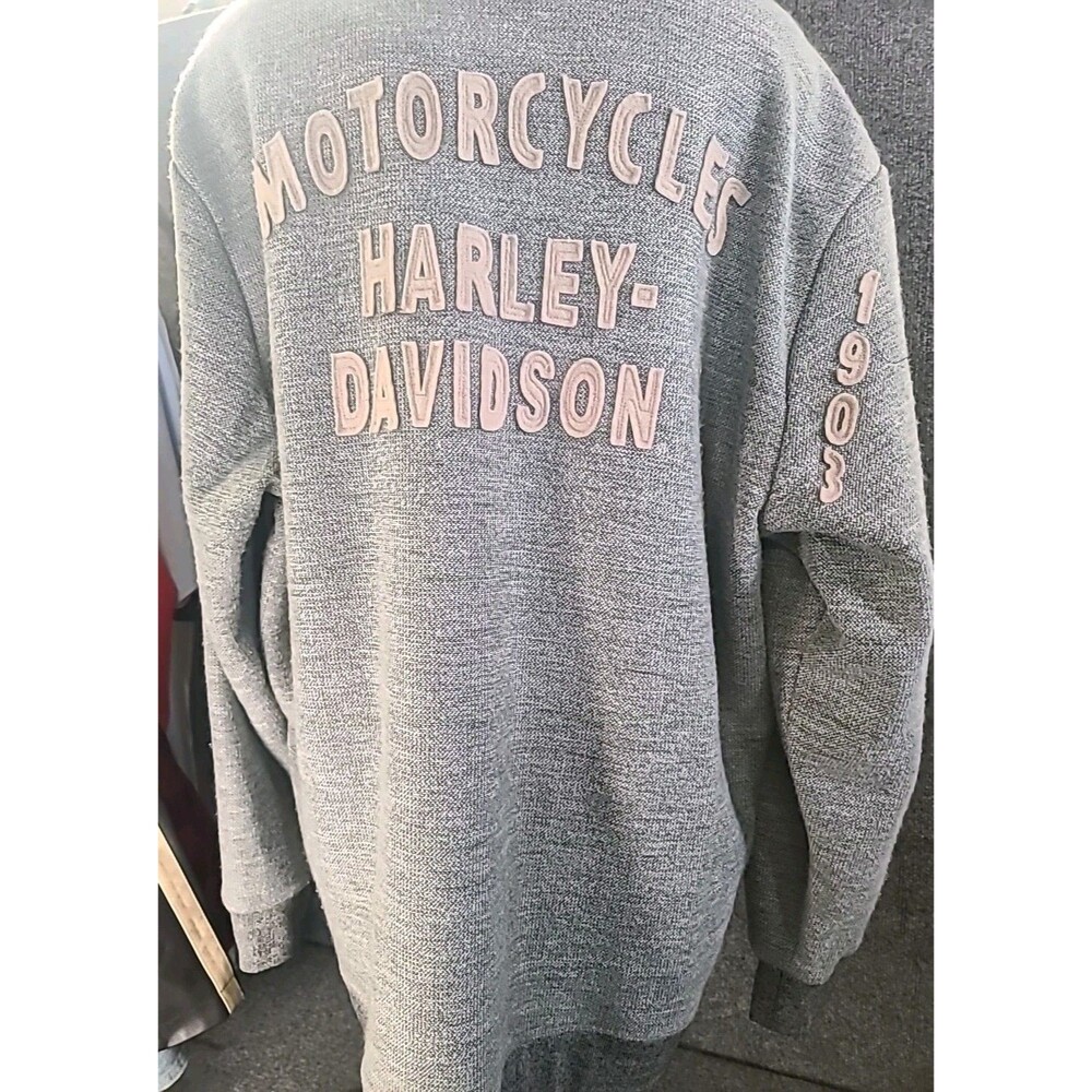 Harley Davidson 1/4 Button Heavy Sweater Sweatshirt Grey Size 2xl Pullover - Picture 2 of 13